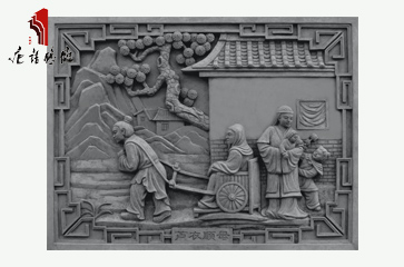 唐语砖雕 高浮雕 二十四孝文化街景之芦衣顺母TY-HC1200-3