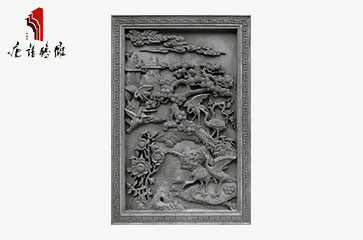 唐语条幅状松鹤延年砖雕TY-SC1000-1