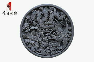 唐语砖雕 新品圆形挂件凤戏牡丹 中式砖雕TY-ZJ700-2