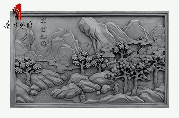 唐语高浮雕 关中八景之草堂烟雾砖雕TY-HC1800-5