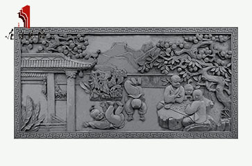 唐语街景大幅挂件配饰 高浮雕人物童趣图砖雕TY-HC3000-4