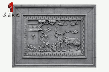 唐语砖雕 街景砖雕挂件配饰 浮雕渔樵耕读(耕读)TY-HC1600-5
