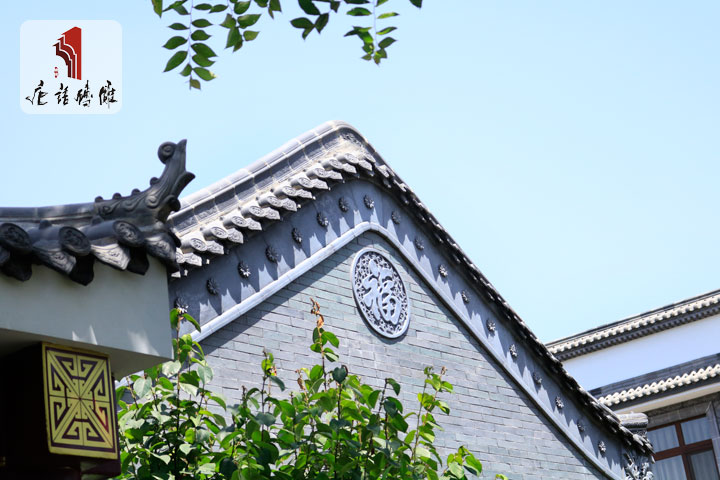 唐语圆形福字砖雕山花
